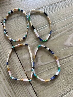 4 Anthropologie chicklet bracelets ~ like new , on stretchy bands so OSFM